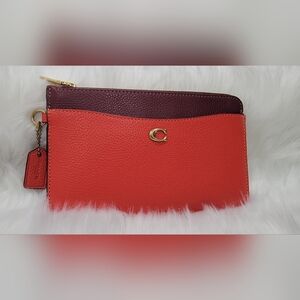 Coach Two-Tone Red & Plum Leather Wristlet